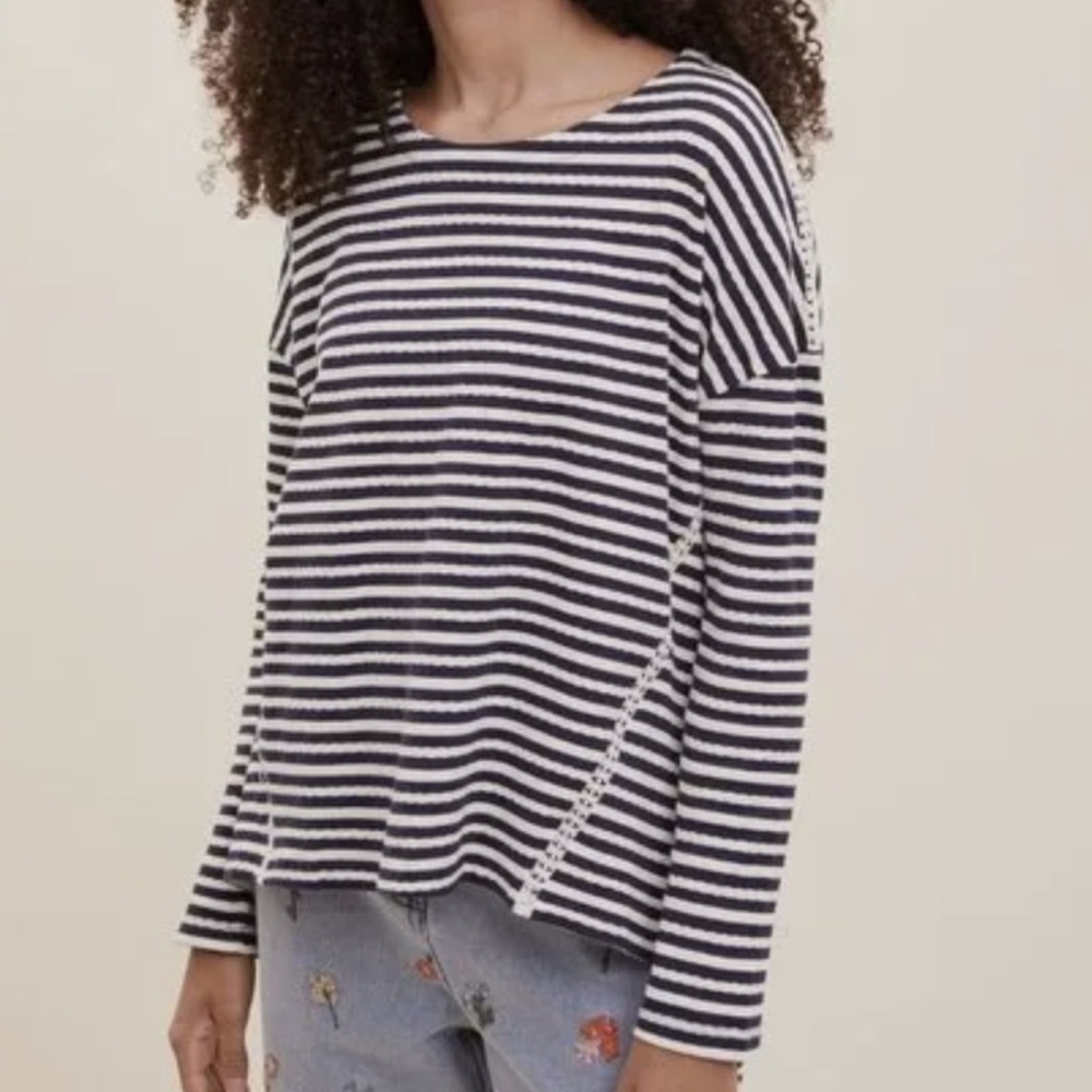 Anthropologie Navy and White Striped Sweatshirt